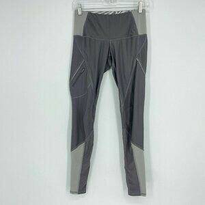 Lucy Leggings Womens XS Gray White Color block Skinny Midrise Drawstring Stretch